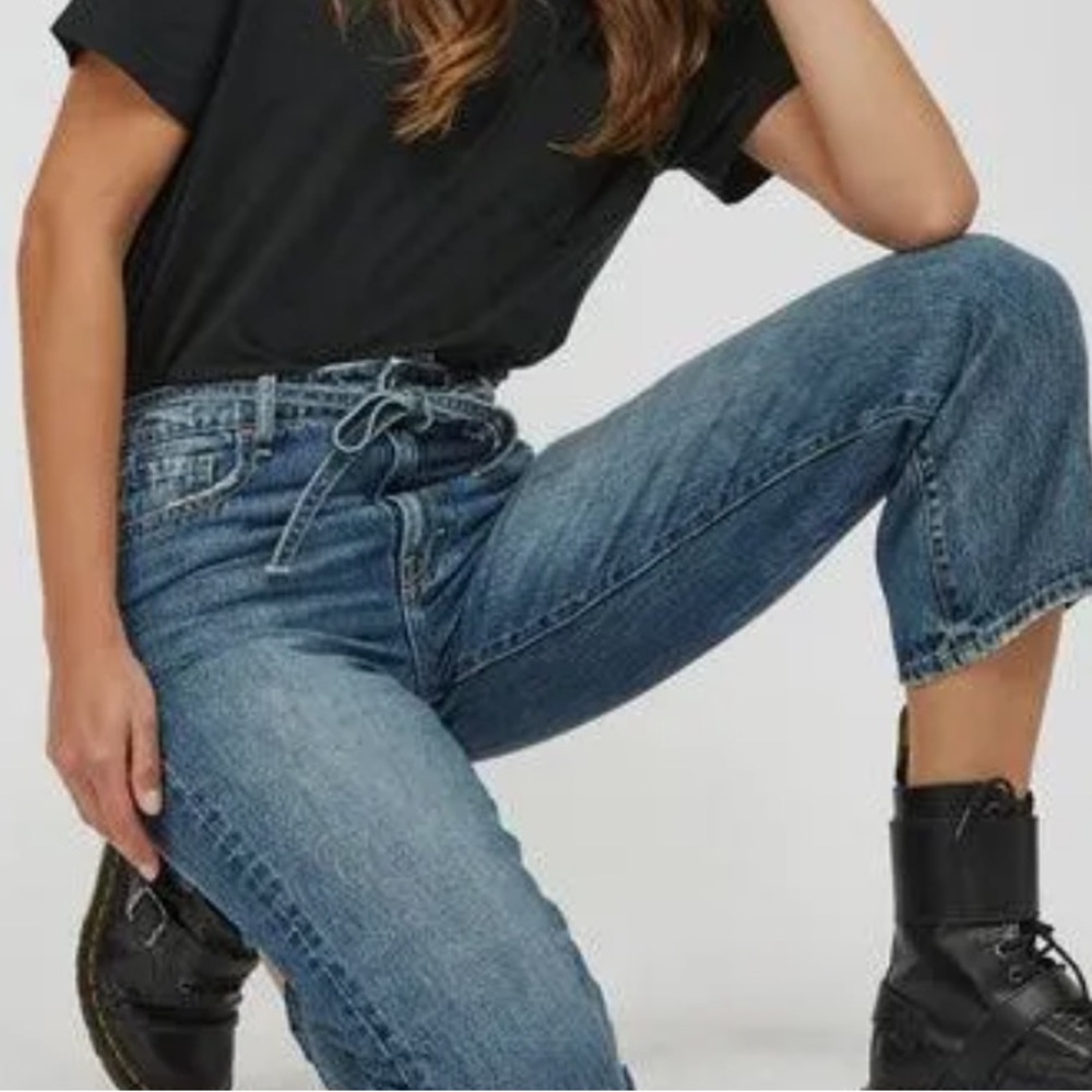 Hidden Ella Wide Straight Jeans Size 26 High Rise Cropped Drawstring Medium Wash